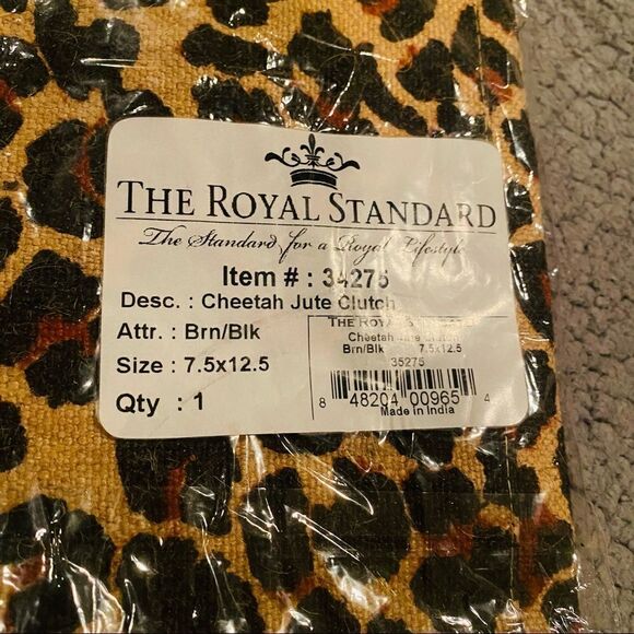 The Royal Standard Cheetah Jute Clutch NWT - Picture 3 of 5